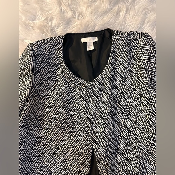H&M retro black and white open front coat size:10 - Picture 2 of 3